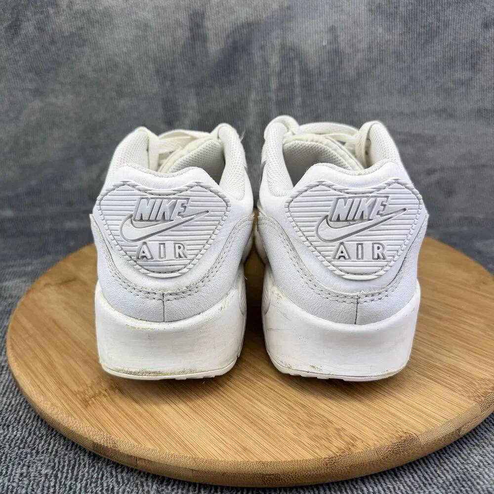 Nike Air Max 90 Shoes Boys Size 7Y White Leather Running Sneakers CD6864-133